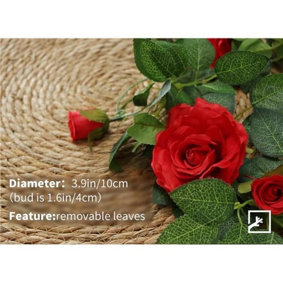 5Pcs 32.5FT Red Rose Garland for Decoration Fake Flower Vines Faux Artificial - Picture 2 of 7